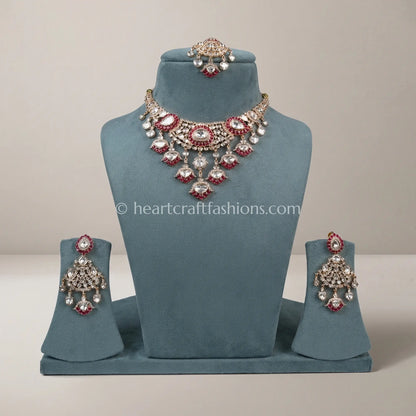 Ruby Glow Sunehri Kundan Statement Necklace