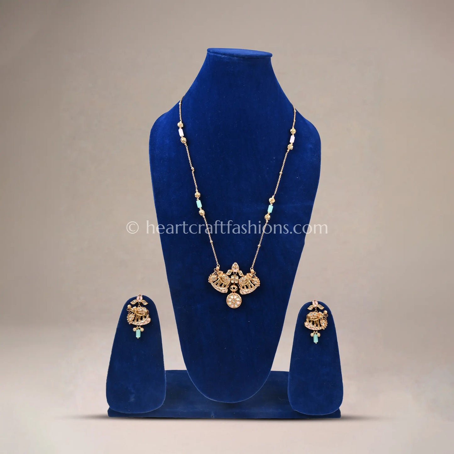 Aqua Amrapali Elephant Pendant Set