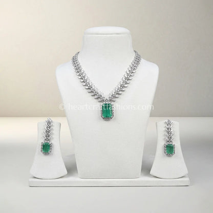 Emerald Radiant Cut Leaf Vine Statement Set