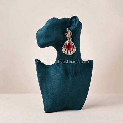 Ruhani Ruby Moissanite Doublet Dangler Earrings