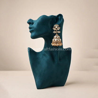 Noor Mahal Moissanite Polki Jhumka Earrings