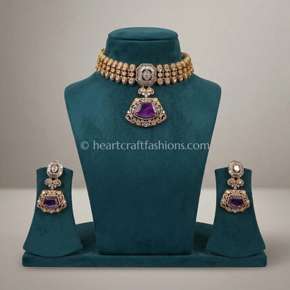 Royal Purple Moissanite Doublet Choker