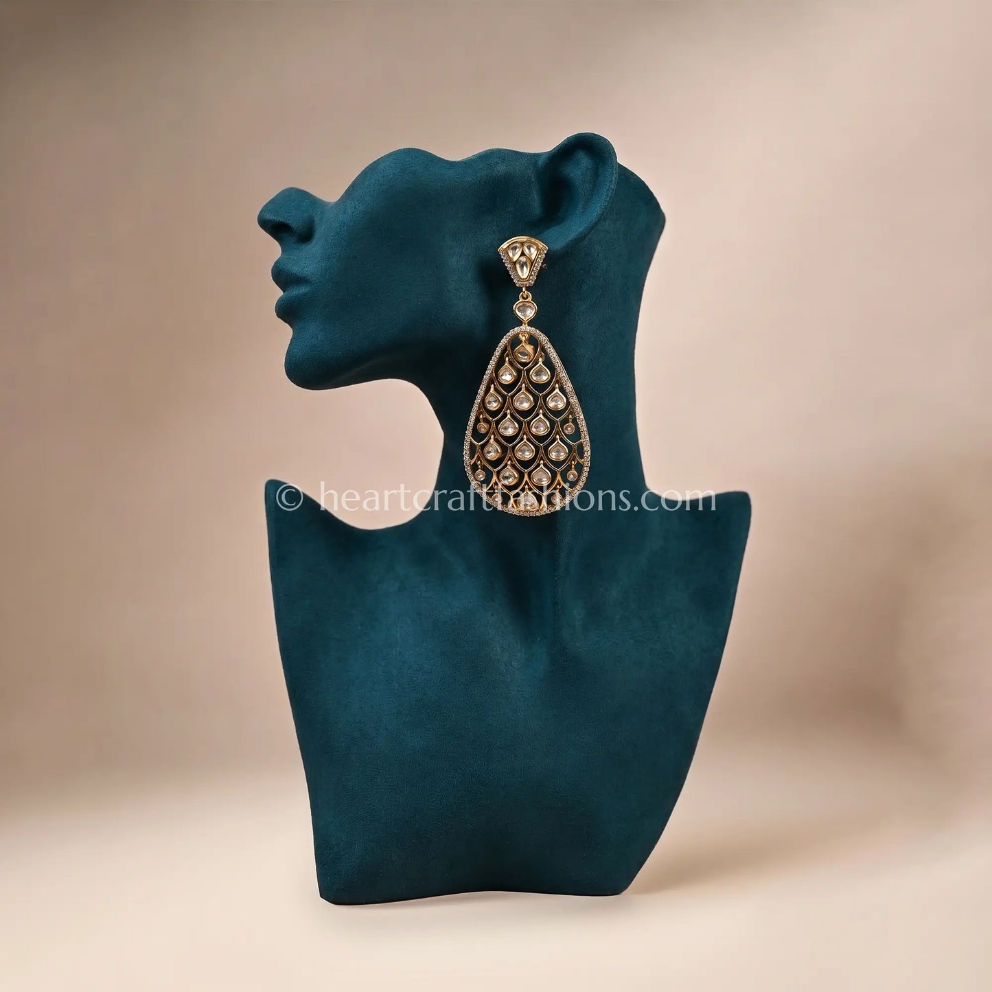 Noorjaal Moissanite Polki Teardrop Dangler Earrings