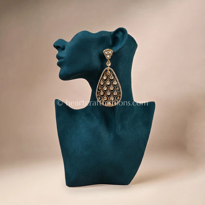 Noorjaal Moissanite Polki Teardrop Dangler Earrings