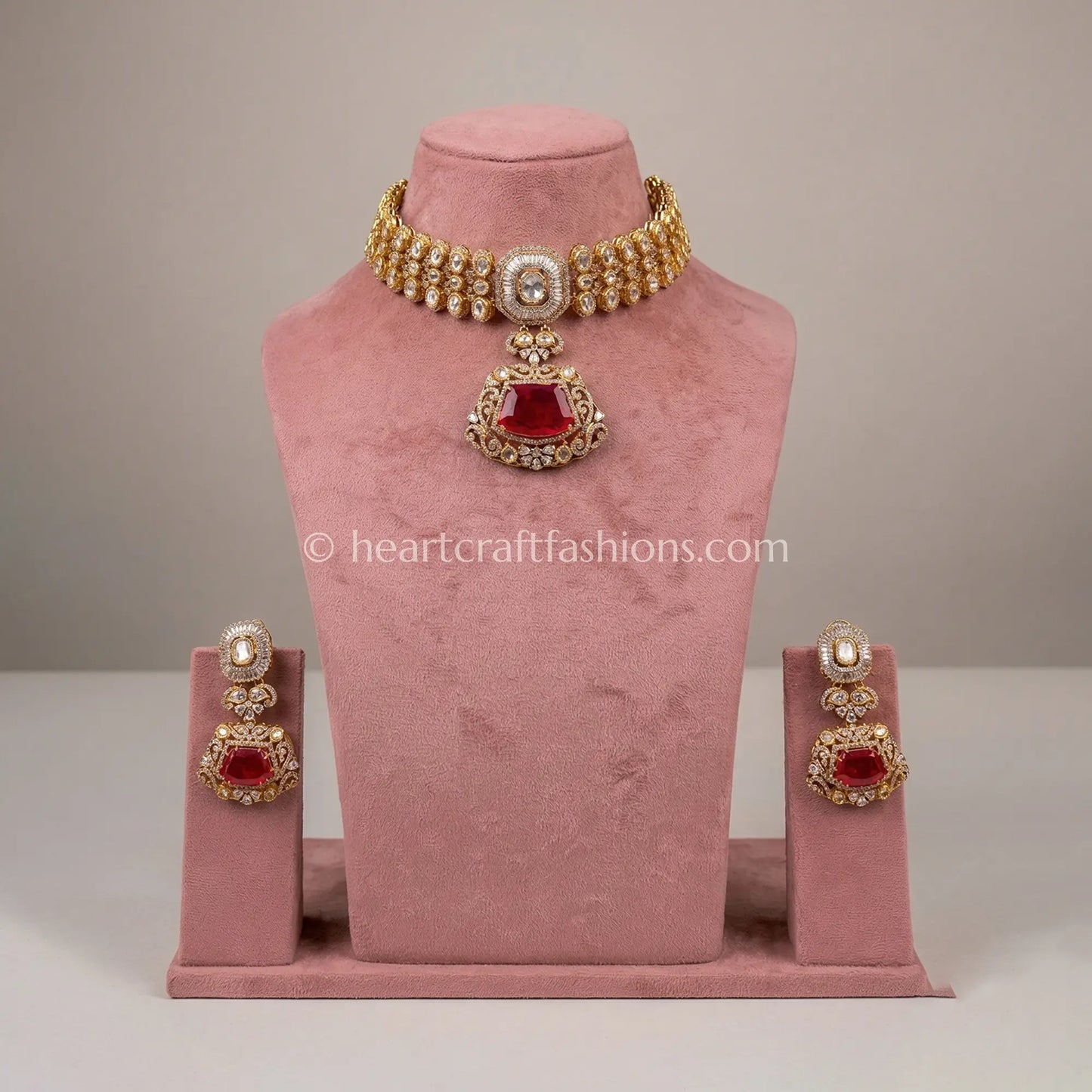 Royal Crimson Moissanite Doublet Choker Set