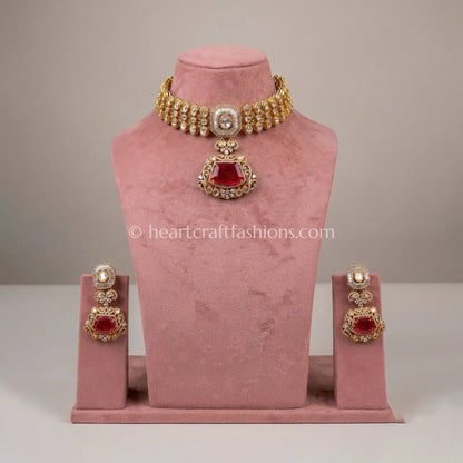 Royal Crimson Moissanite Doublet Choker Set