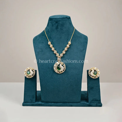 Pure Silver Gold-Plated Emerald Peacock Necklace Set – Hallmarked