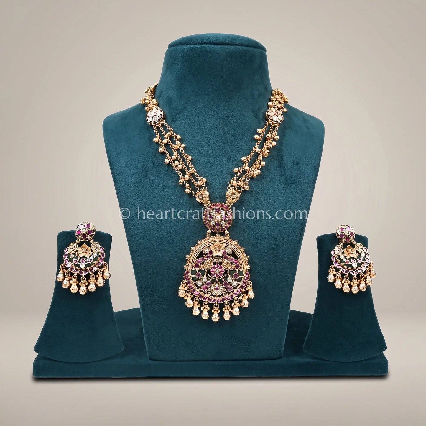 Rajsi Violet Heritage Chandbali Long Necklace Set