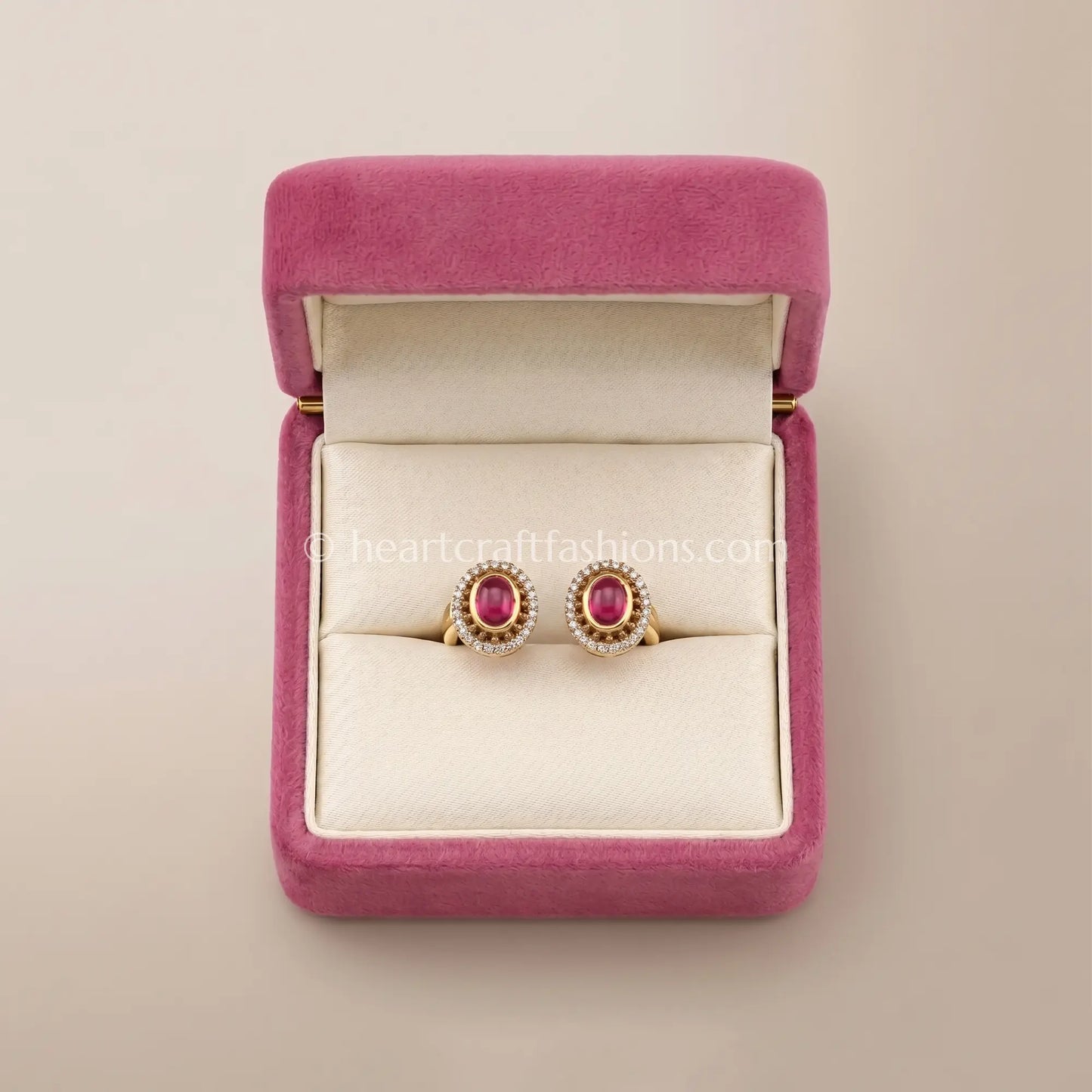 Ruby Halo Moissanite Adjustable Ring