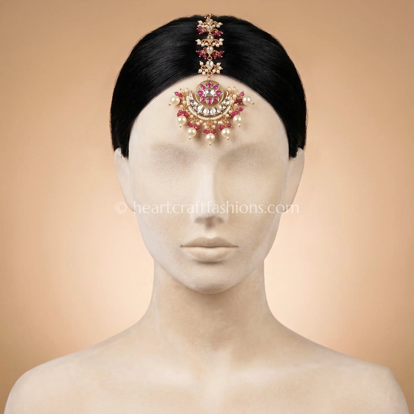 Ruby Pachi Kundan Maang Tikka