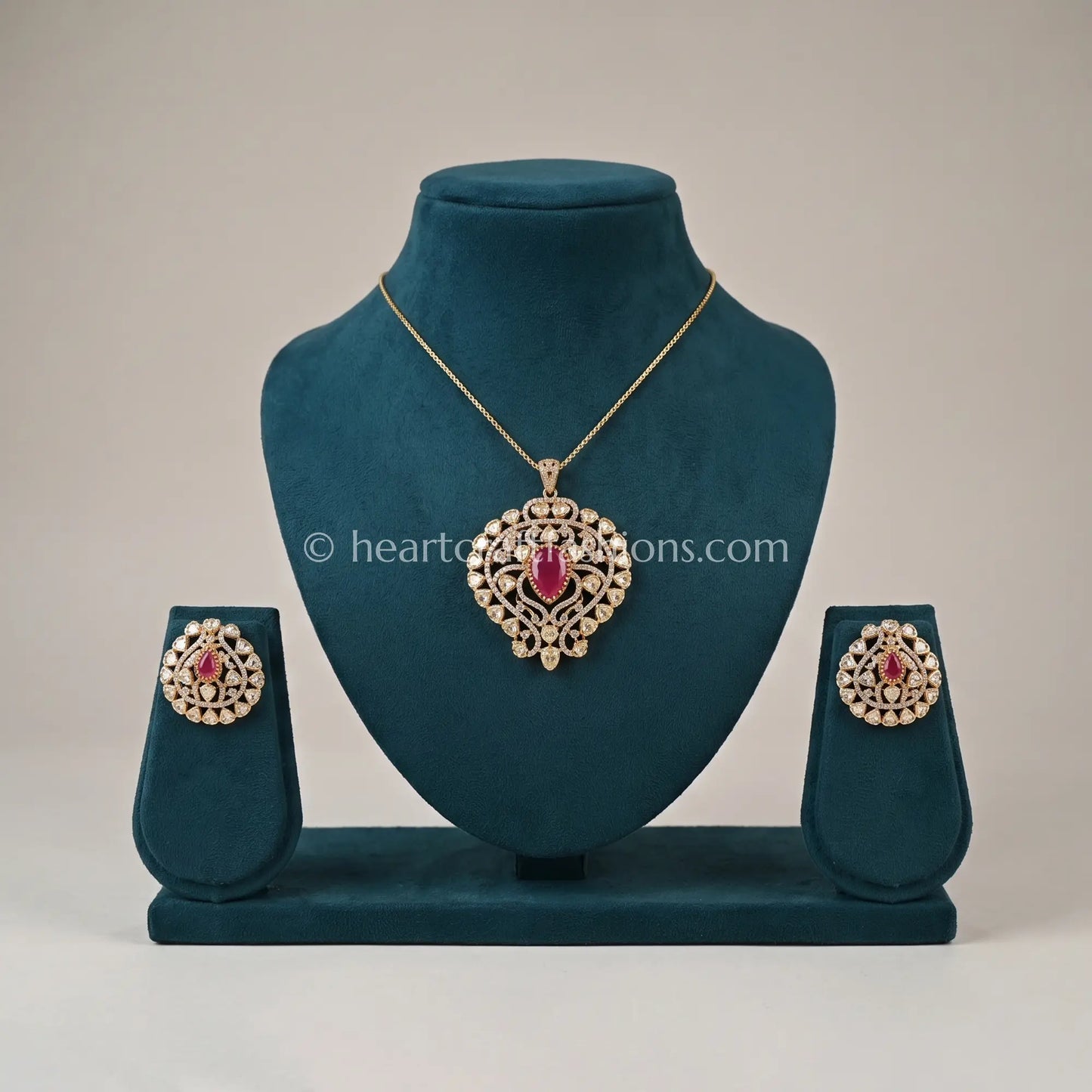 Ruby Royale Moissanite Pendant Set