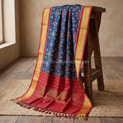 Deep Navy Patola Silk Dupatta