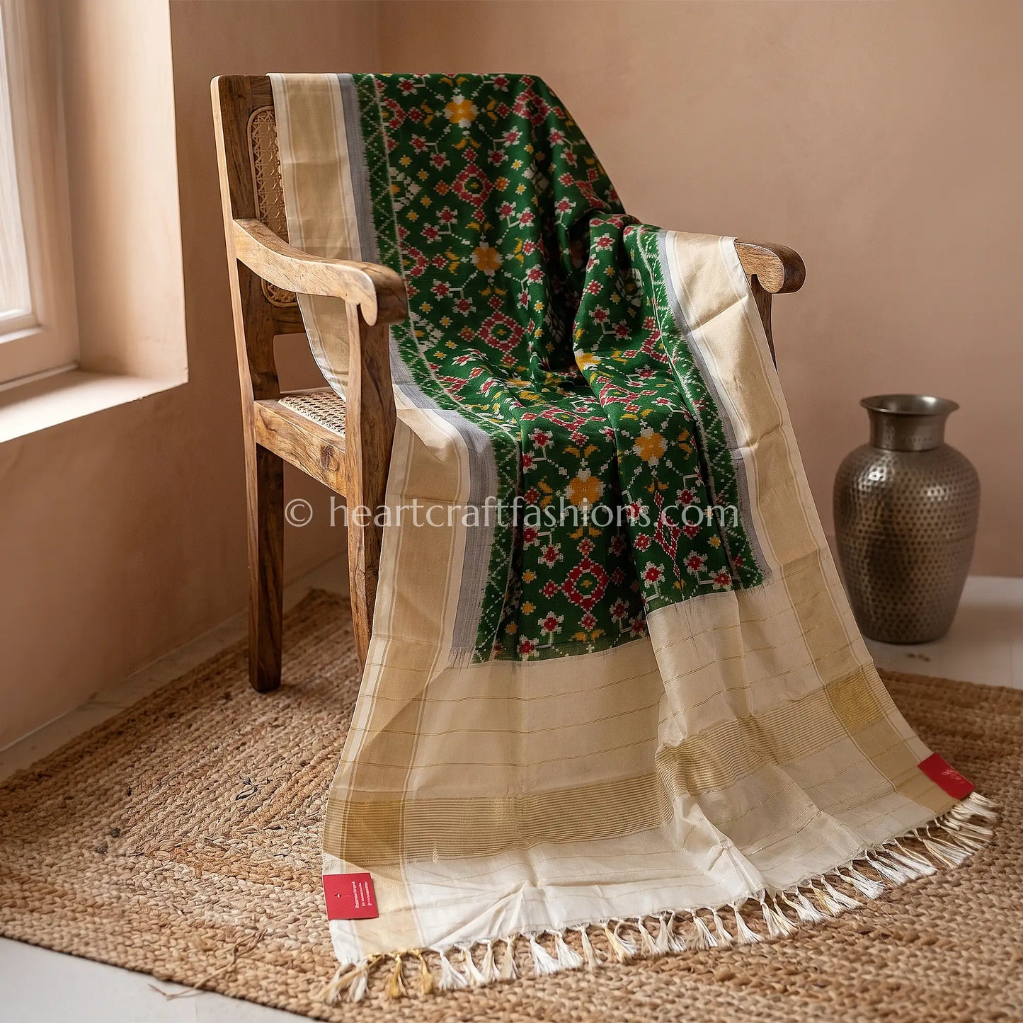 Parrot Green Patola Silk Dupatta