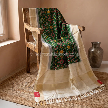 Parrot Green Patola Silk Dupatta