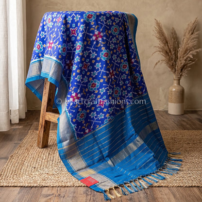 Indigo Blue Patola Silk Dupatta