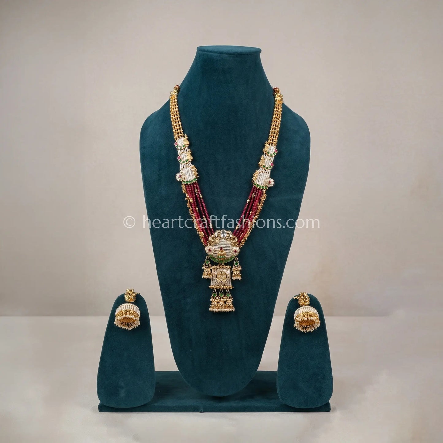 Heritage Rajwadi Kundan Ruby Beaded Long Necklace