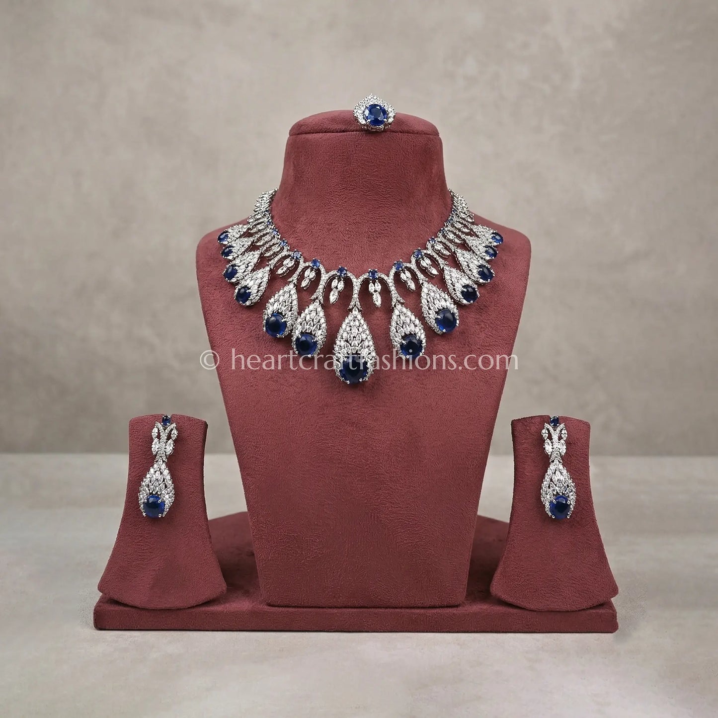 Royal Sapphire Teardrop Fringe Statement Set