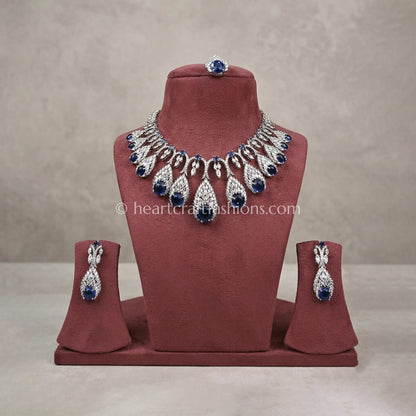Royal Sapphire Teardrop Fringe Statement Set