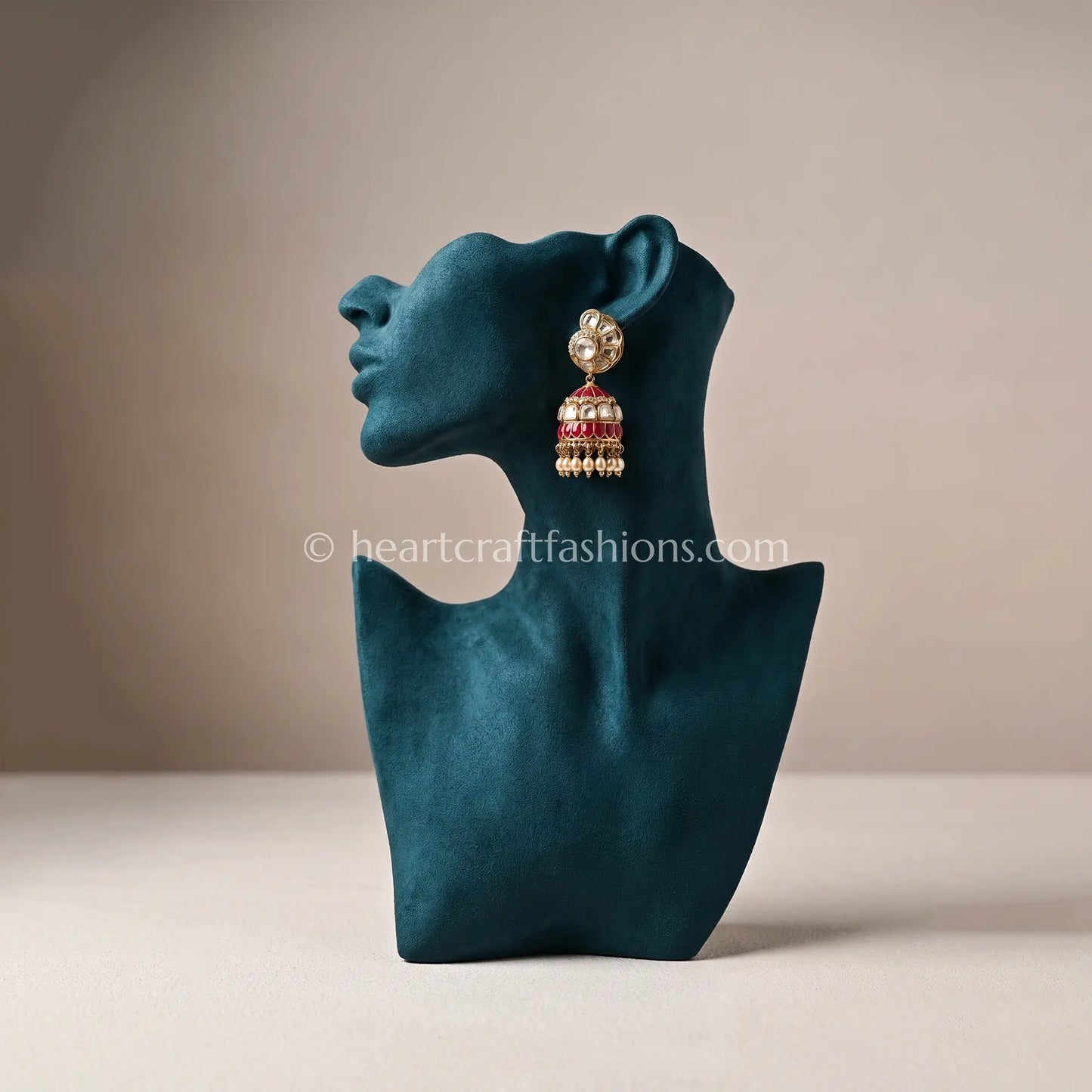 Ruhani Ruby Meenakari Moissanite Polki Jhumka Earrings