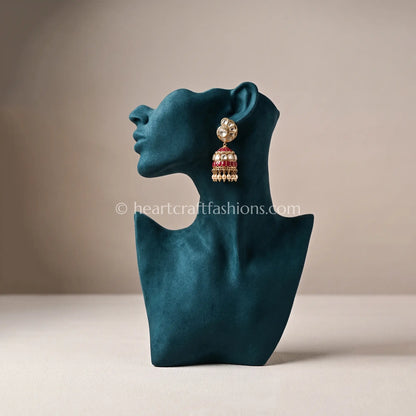 Ruhani Ruby Meenakari Moissanite Polki Jhumka Earrings