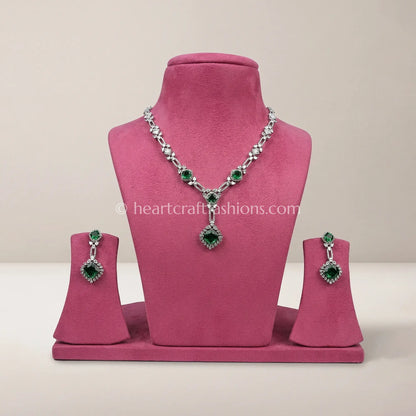 Emerald Cushion Geometric Y-Necklace Set