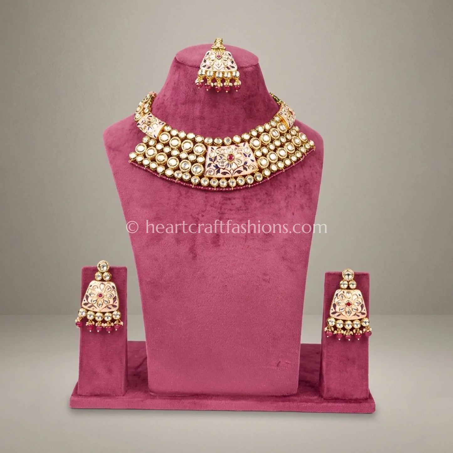 Classic Meenakari AC Kundan Statement Set