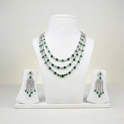 Emerald Pear-Cut 3-Tier Layered Necklace Set