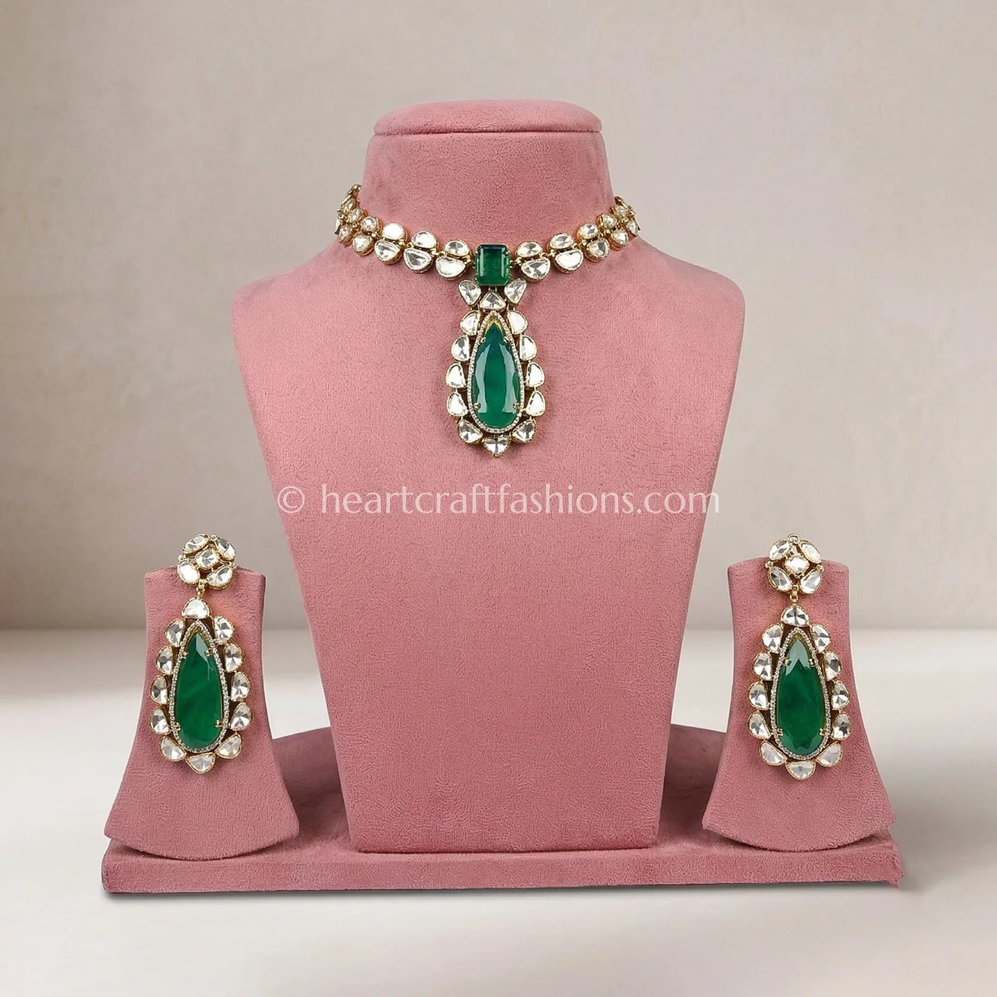 Royal Moissanite Green Statement Necklace