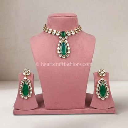 Royal Moissanite Green Statement Necklace