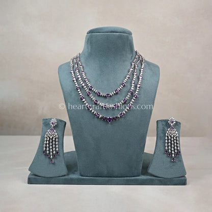 Amethyst Pear-Cut 3-Tier Layered Necklace Set