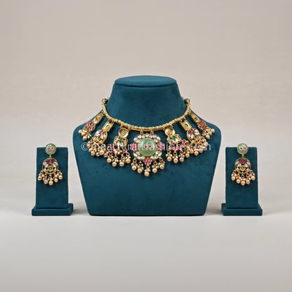 Pastel Meenakari Pachi Kundan Hasli