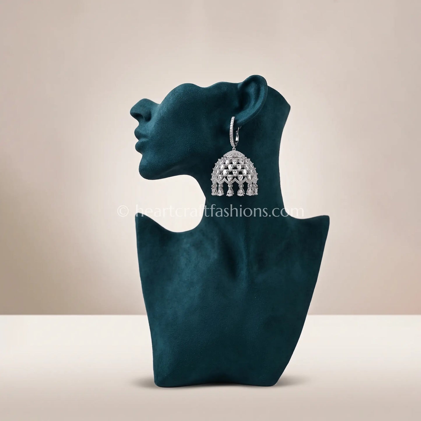 Celeste Platinum Zircon Jhumka Earrings