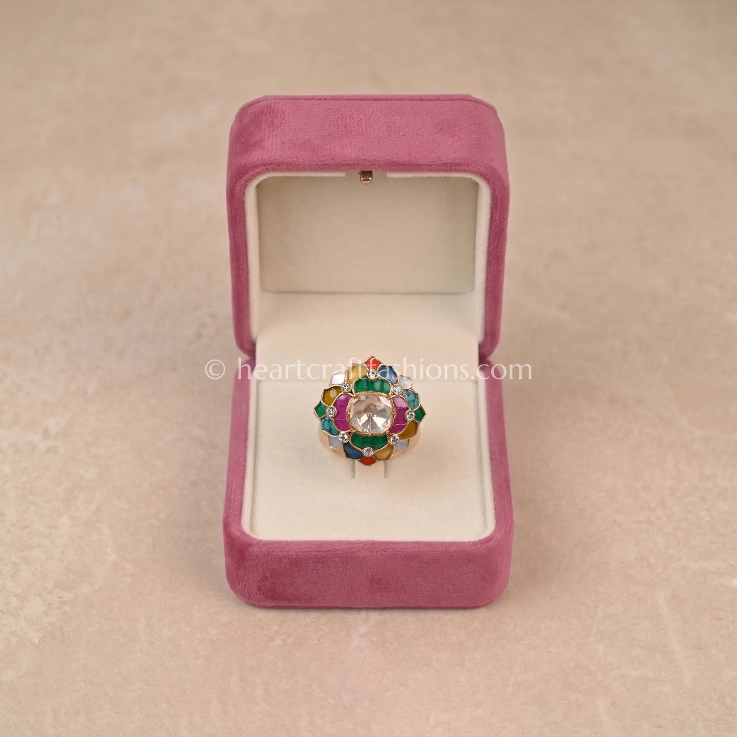 Navrang Blossom Moissanite Polki Ring