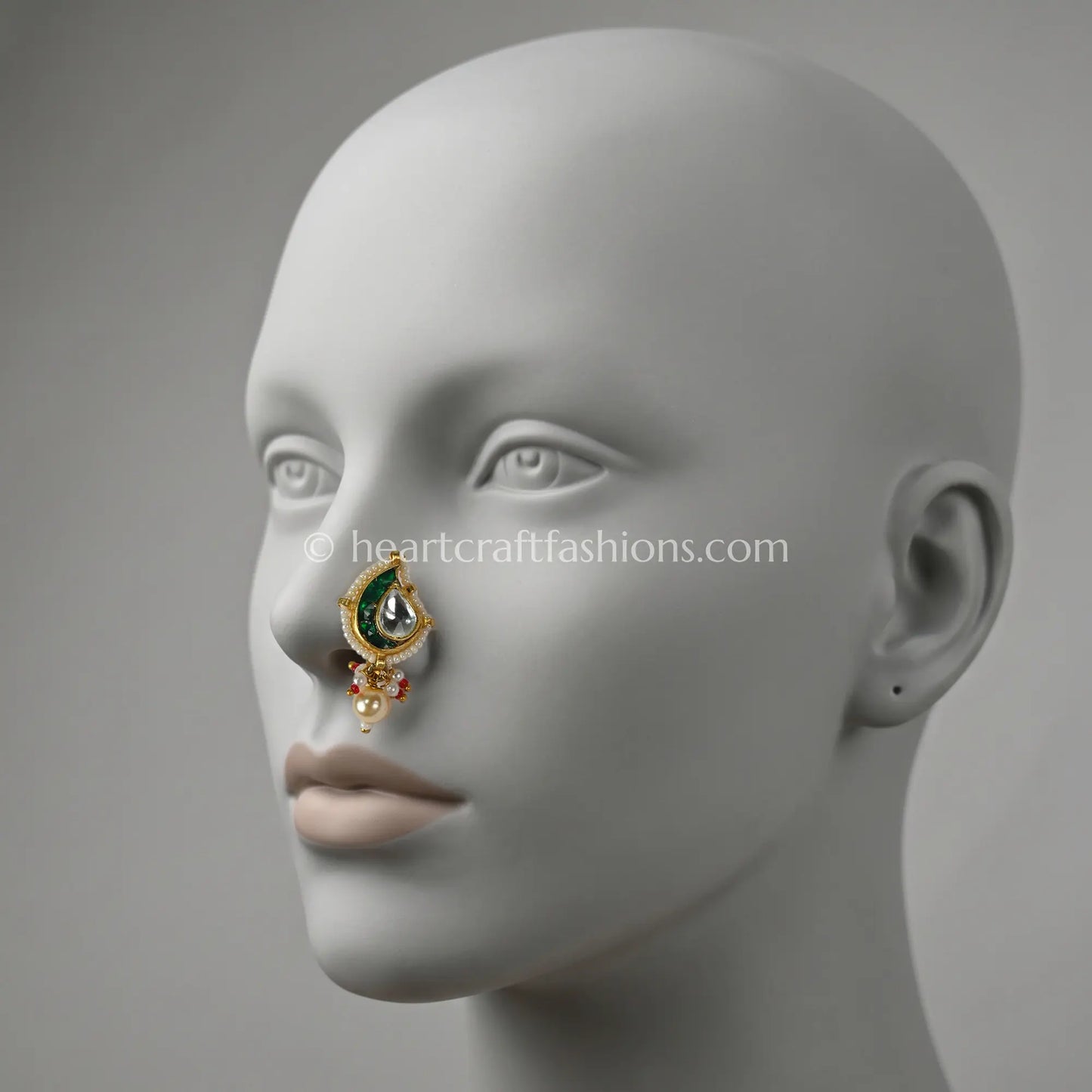 Emerald Meenakari Pachi Kundan Paisley Nath