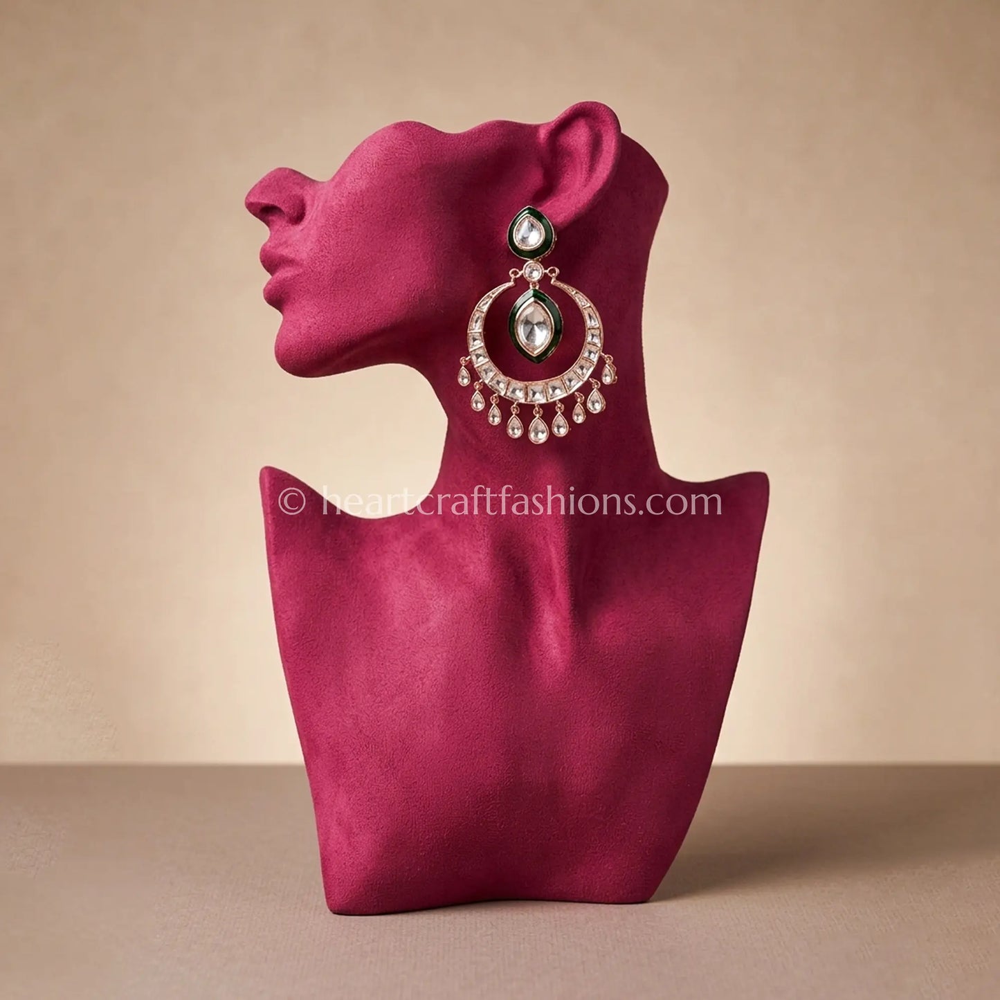 Panna Chand Moissanite Chandbali Earring