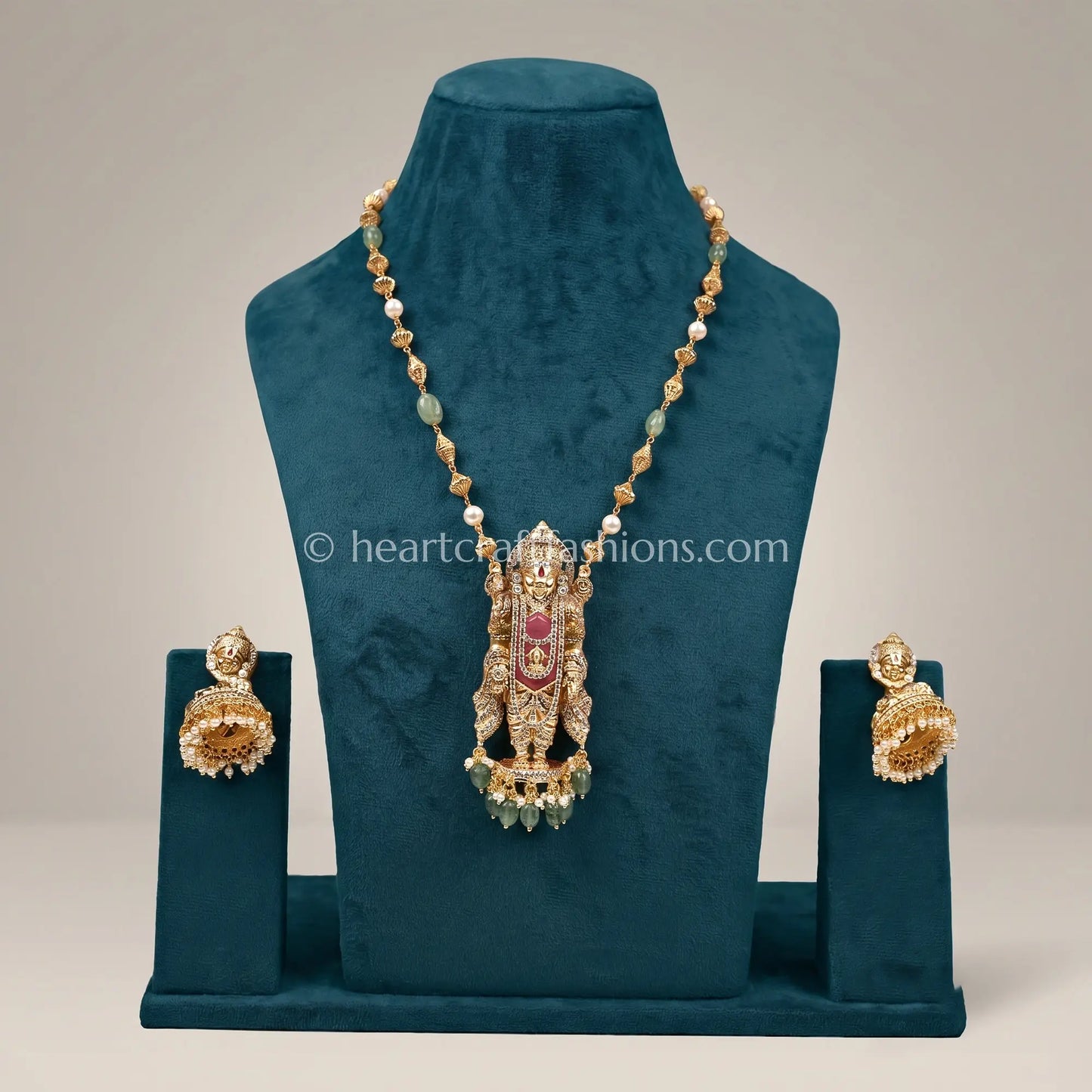 Ruby Balaji Divine Temple Pendant Long Chain Set