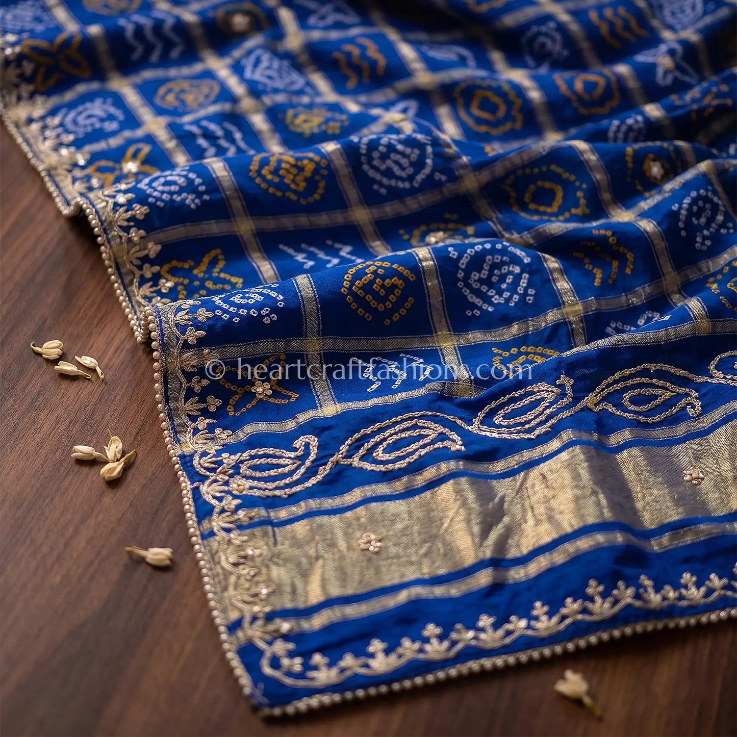 Royal Blue Pure Gajji Gharchola Dupatta