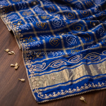 Royal Blue Pure Gajji Gharchola Dupatta