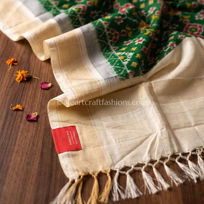 Parrot Green Patola Silk Dupatta