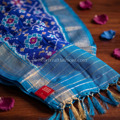 Indigo Blue Patola Silk Dupatta