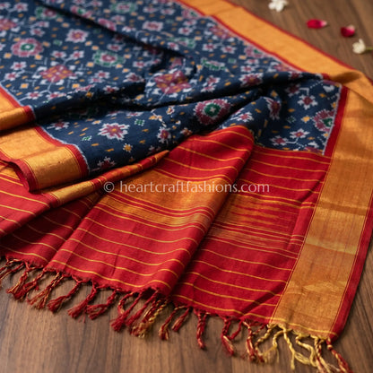 Deep Navy Patola Silk Dupatta