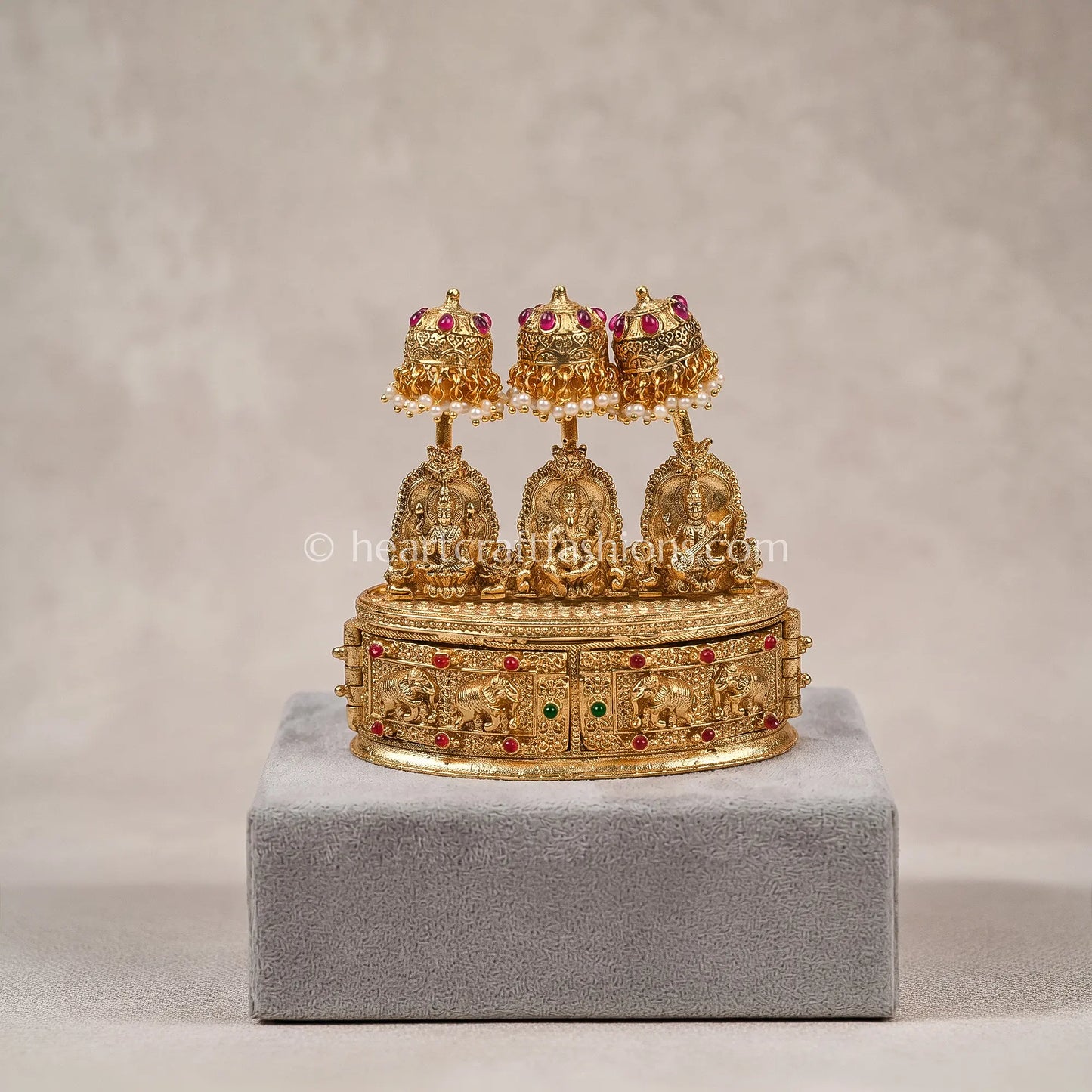 Lakshmi Saraswati Ganesha Sindoor Box (Jhumka Top)
