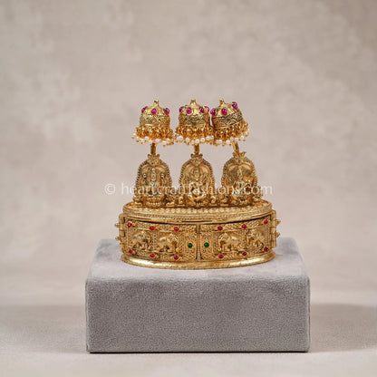 Lakshmi Saraswati Ganesha Sindoor Box (Jhumka Top)