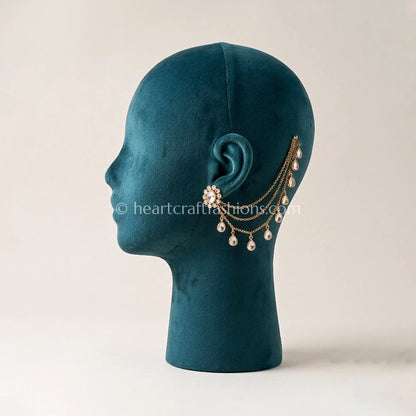 Sunehri Kundan Teardrop Kaan Chain