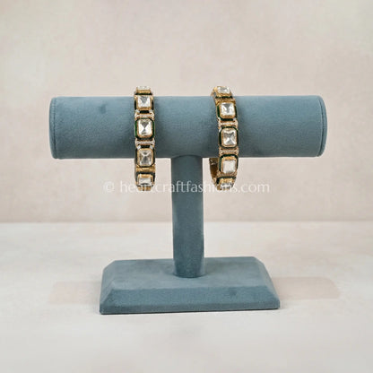 Emerald Moissanite Polki Sleek Bangles