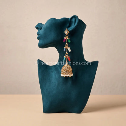 Rangtara Zircon Crystal Jhumka Earrings