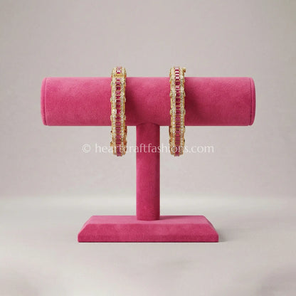 Ruby Sunehri Kundan Sleek Bangles