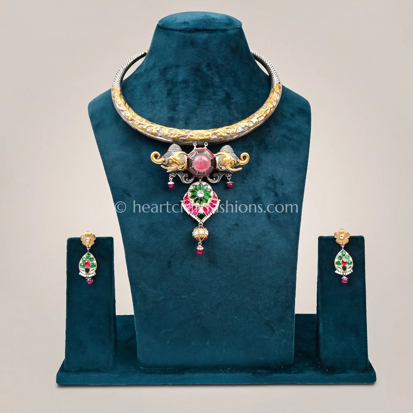 Pure Silver Dual-Tone Gajraj Choker Set – Hallmarked Heritage Design