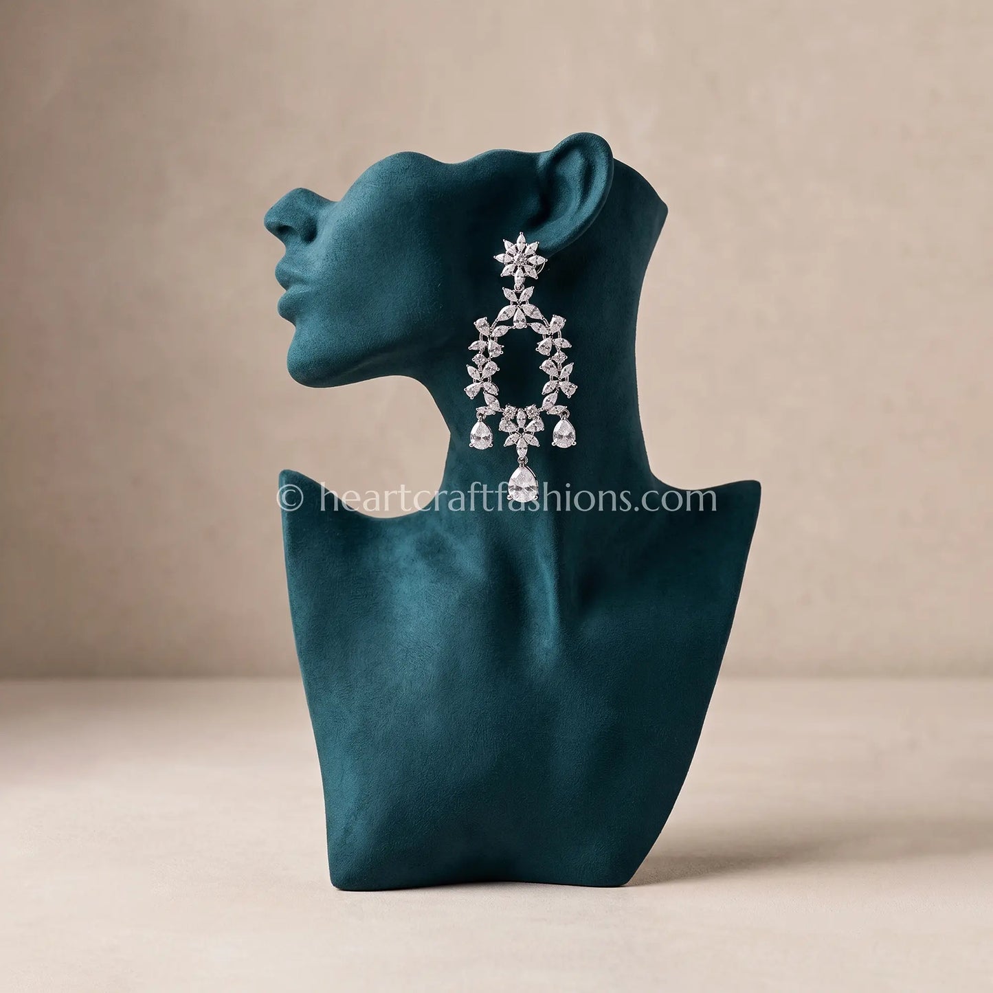 Celestia Diamond Look Platinum Zircon Floral Danglers