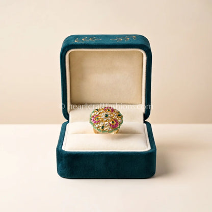 Panna Gulnaar Moissanite Polki Ring